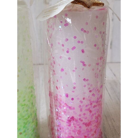 DW home fallen star unscented candle set pink green glitter figure - Picture 6 of 9